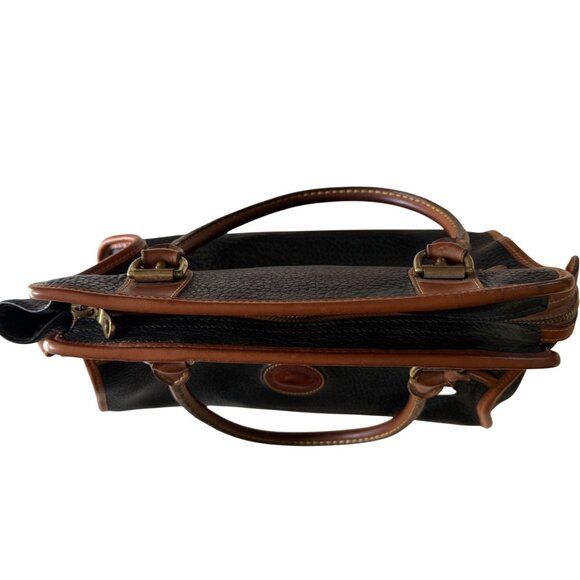 Vintage Dooney & Bourke Pebbled Leather Shoulder Bag Purse Black Tan - Picture 7 of 14